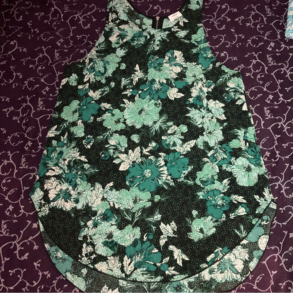 Wilfred Floral Sleeveless Top in Green and Black